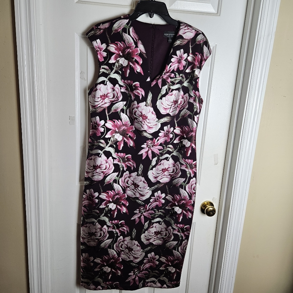 Connected Apparel Women Vivid Floral Multicolor Dress Size 12